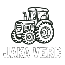 Online izdelana pobarvanka - Pobarvanka imena JAKA VERČ in pobarvanka čudovitega traktorja