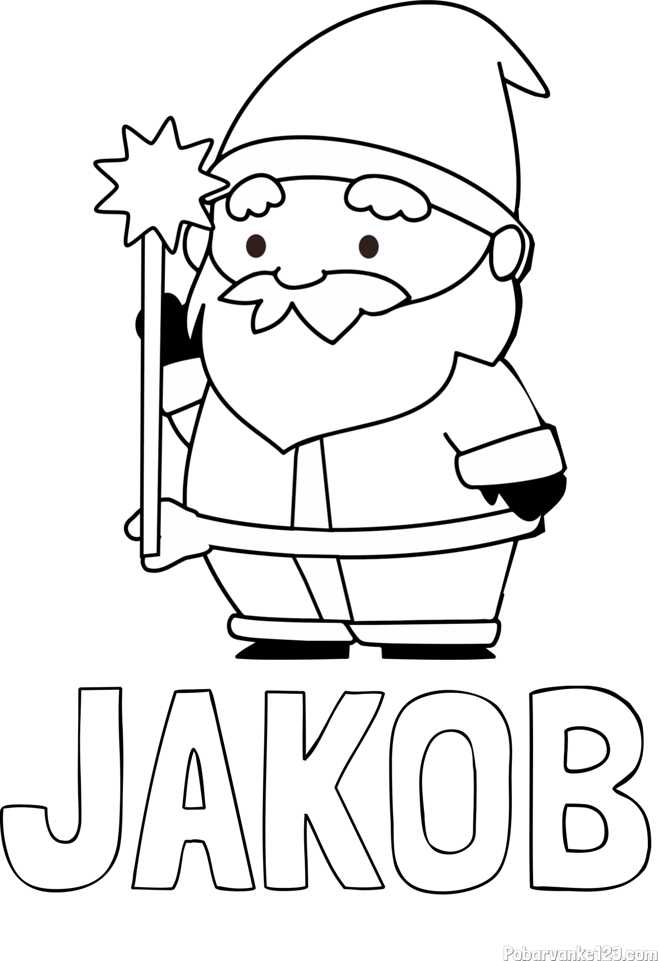 Pobarvanka imena JAKOB in dedek Mraz