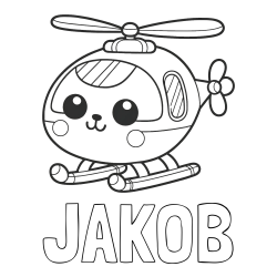 Pobarvanka imena JAKOB in otroška pobarvanka helikopterja
