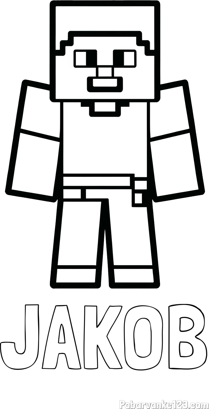 Pobarvanka imena JAKOB in pobarvanka Minecraft figurice