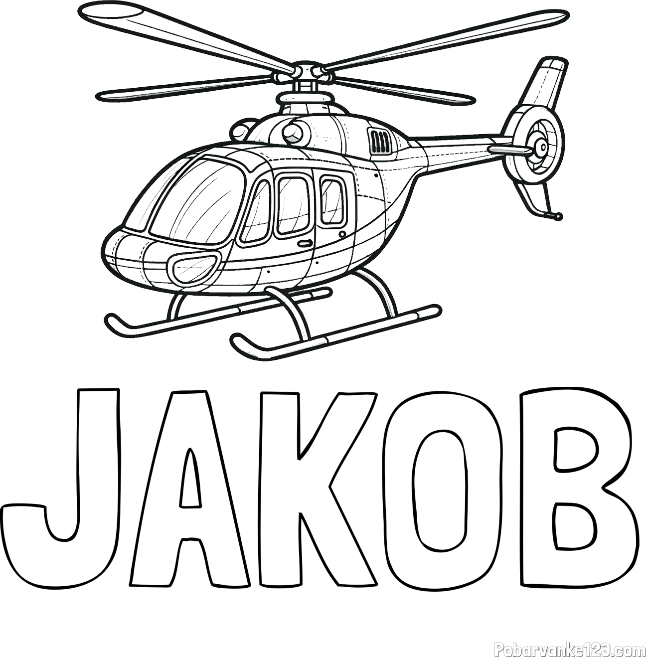 Pobarvanka imena JAKOB in pobarvanka sodobnega helikopterja