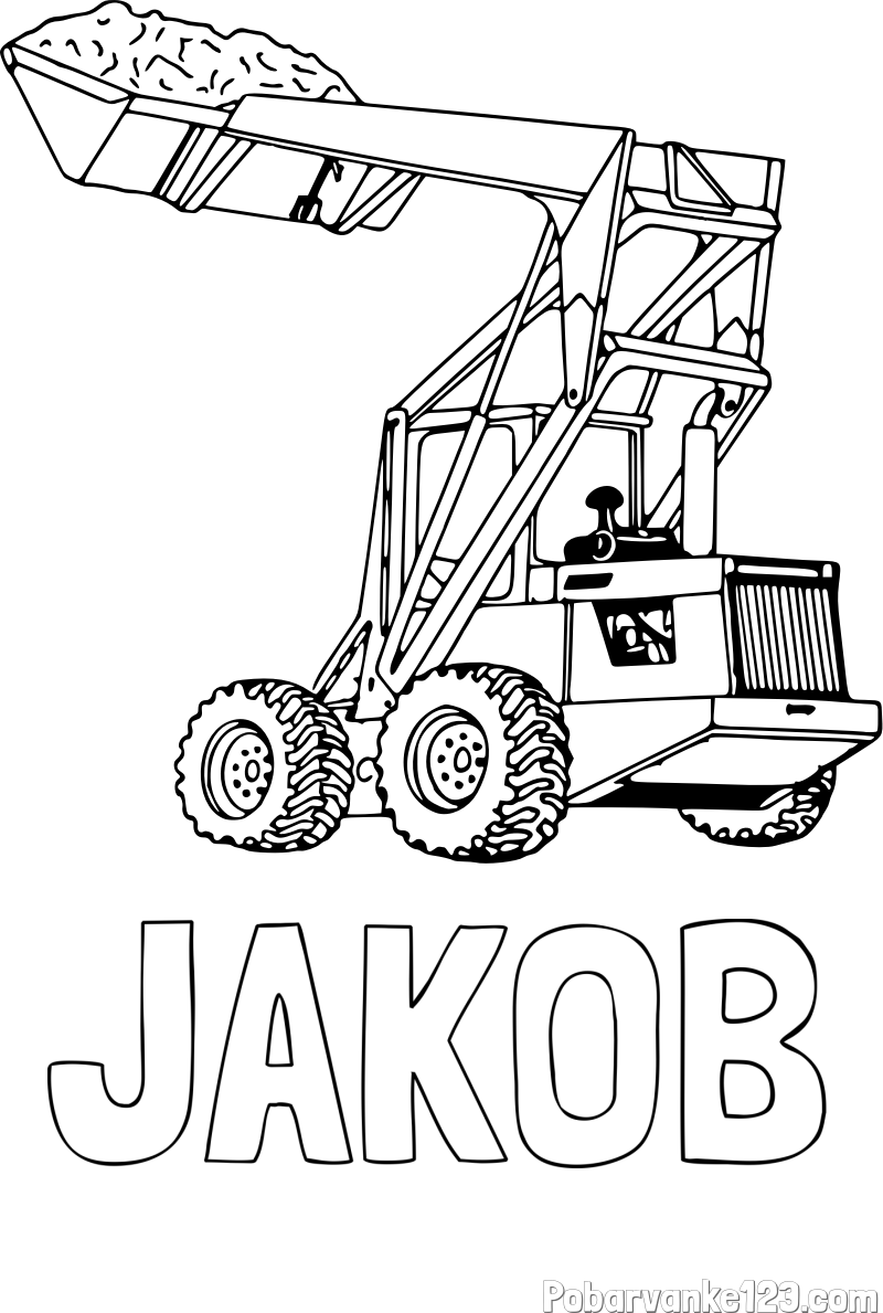 Pobarvanka imena JAKOB in pobarvanka velikega traktorja
