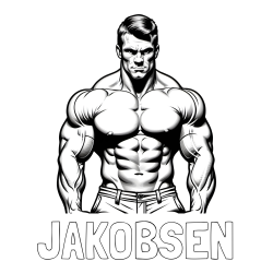 Online izdelana pobarvanka - Pobarvanka imena JAKOBSEN in pobarvanka bodybuilder-ja