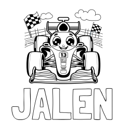 Online izdelana pobarvanka - Pobarvanka imena JALEN in otroška pobarvanka FORMULA 1