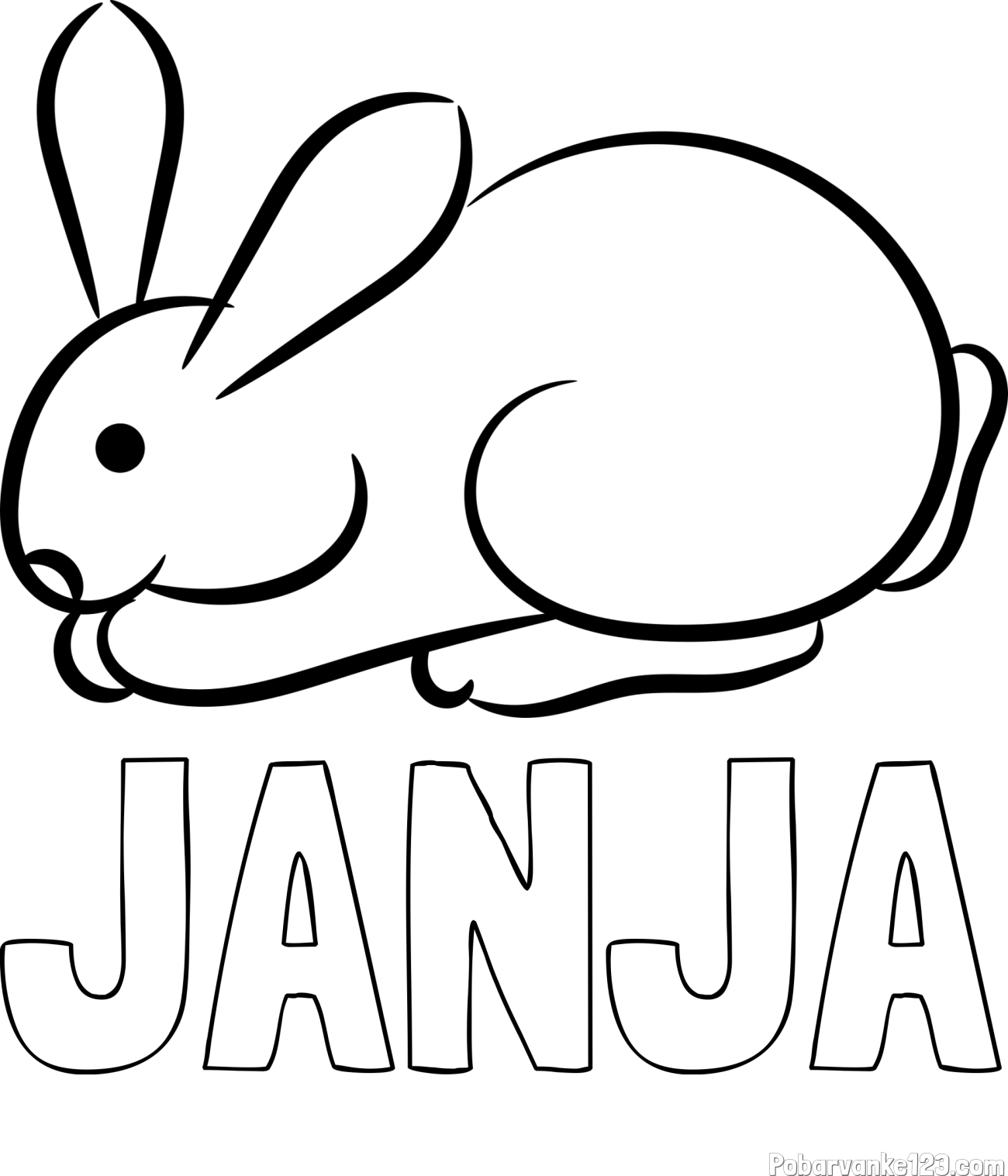 Pobarvanka imena JANJA in pobarvanka majhnega zajčka