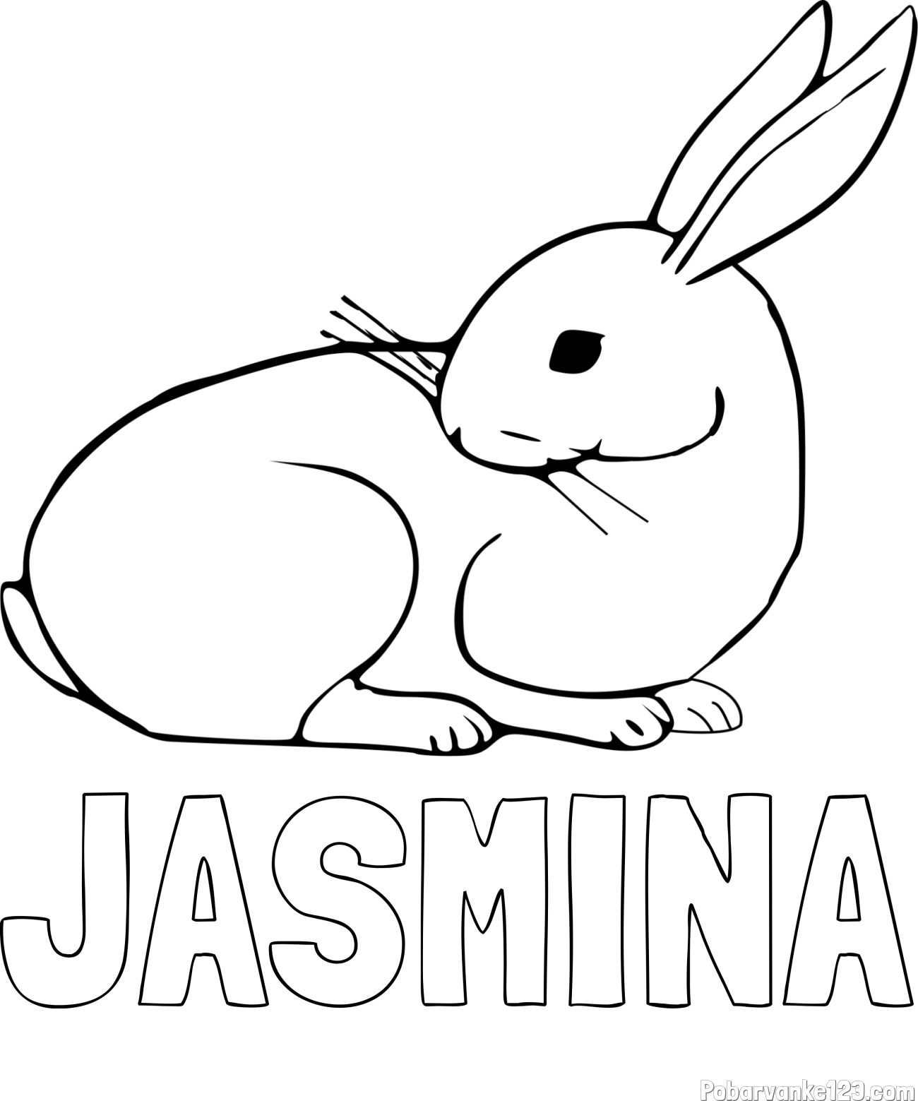 Pobarvanka imena JASMINA in pobarvanka zajčka, ki je nekaj opazil