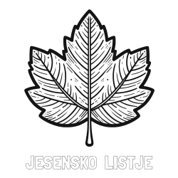 Online izdelana pobarvanka - Pobarvanka imena JESENSKO  LISTJE in pobarvanka velikega jesenskega lista