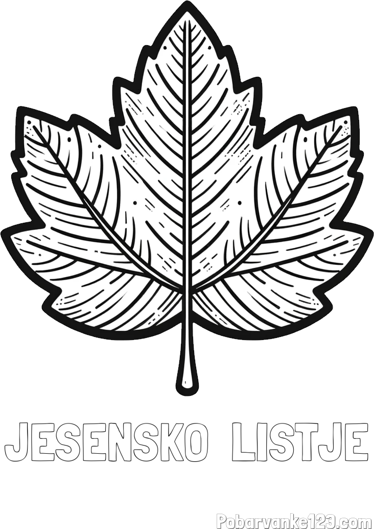 Pobarvanka imena JESENSKO  LISTJE in pobarvanka velikega jesenskega lista