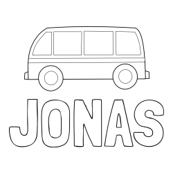 Pobarvanka imena JONAS in avtobus