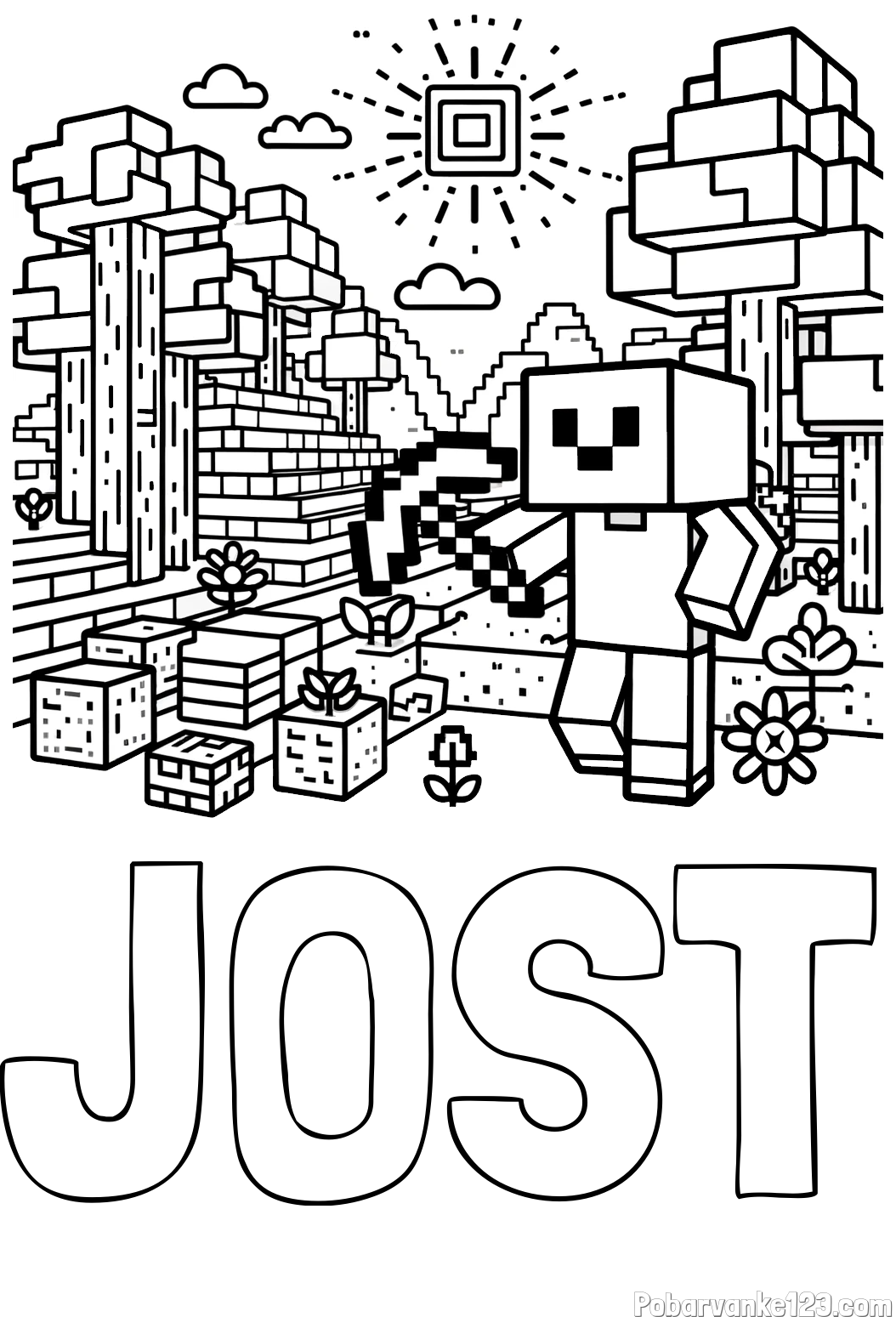 Pobarvanka imena JOŠT in pobarvanka Minecraft sveta