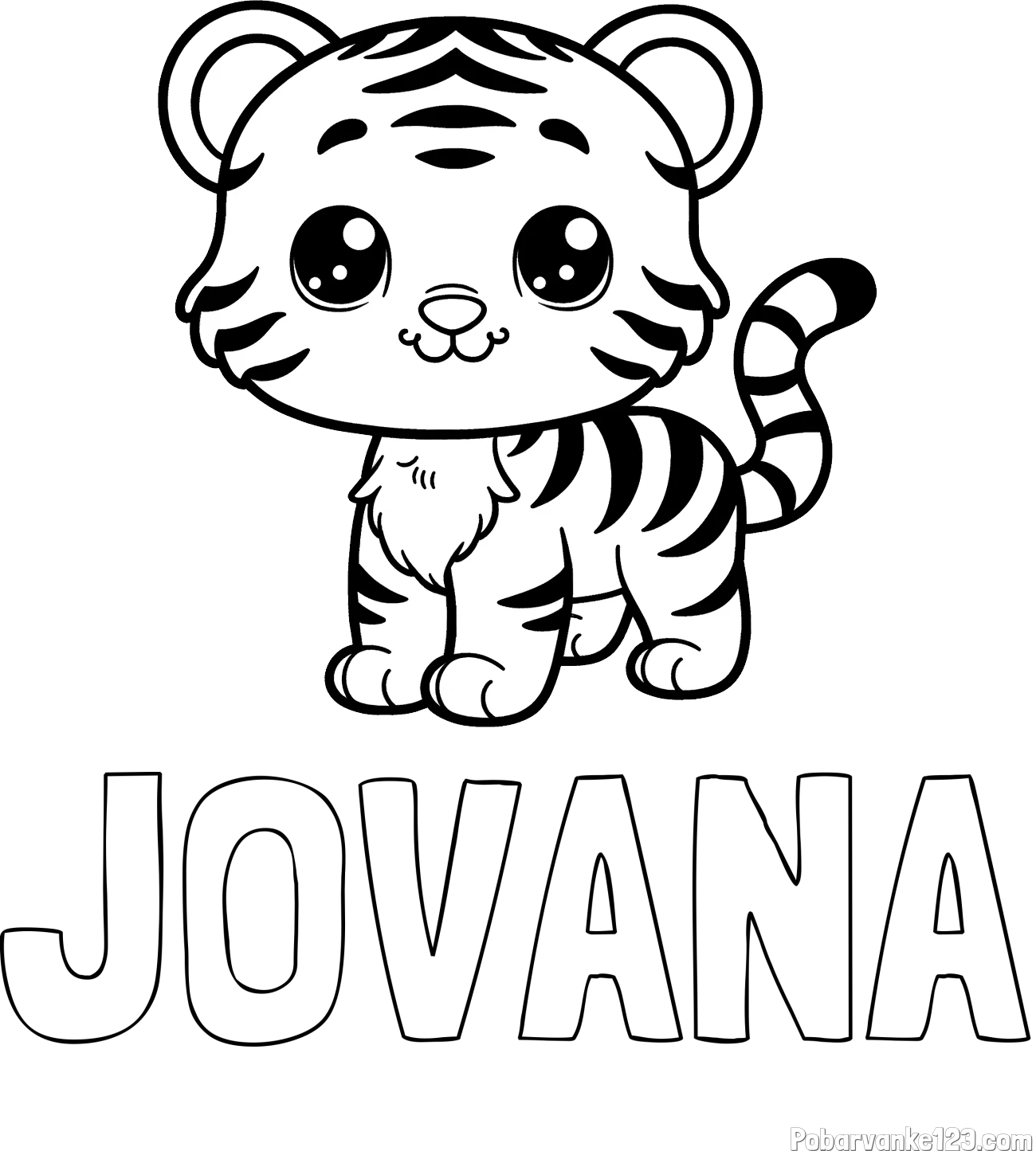 Pobarvanka imena JOVANA in pobarvanka ljubkega tigrčka