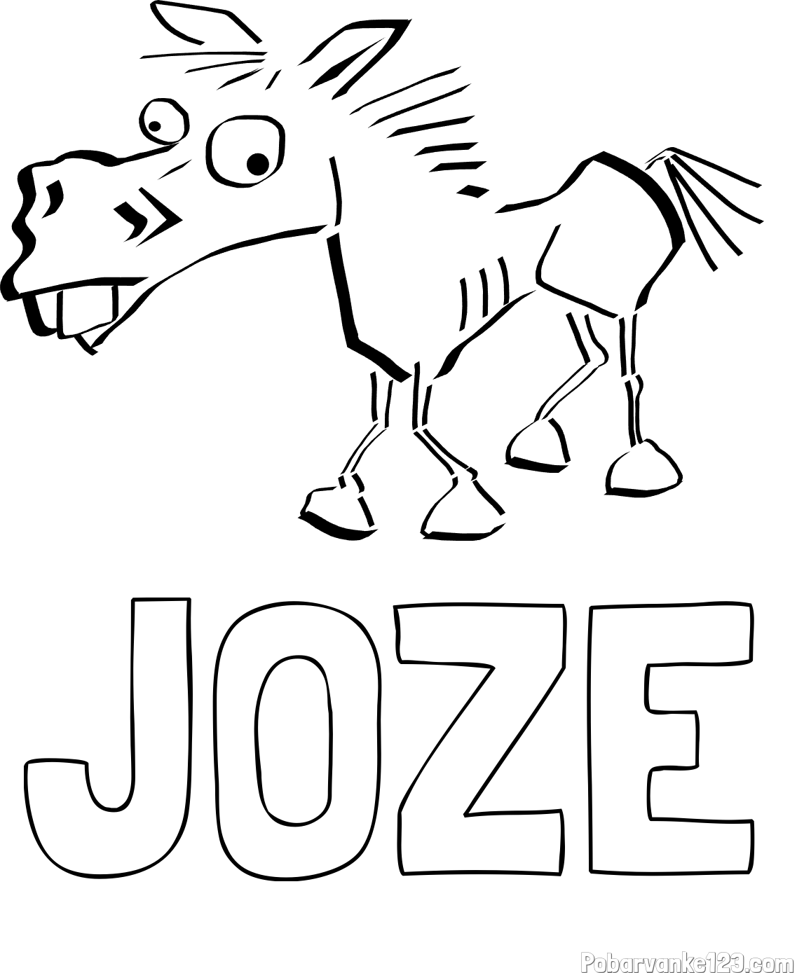 Pobarvanka imena JOŽE in pobarvanka smešni konj
