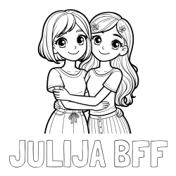Online izdelana pobarvanka - Pobarvanka imena JULIJA BFF in pobarvanka ljubkih prijateljic