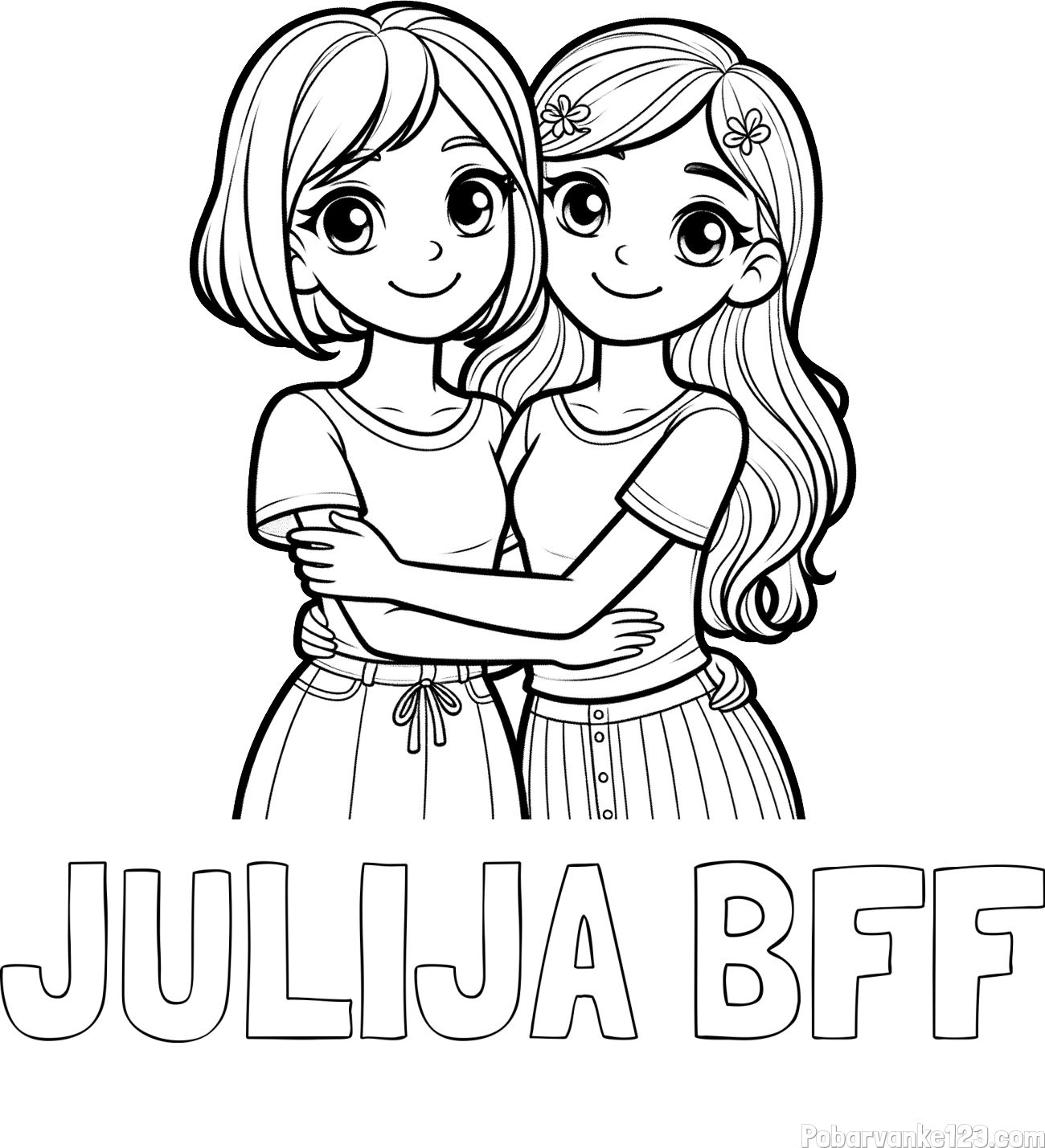 Pobarvanka imena JULIJA BFF in pobarvanka ljubkih prijateljic