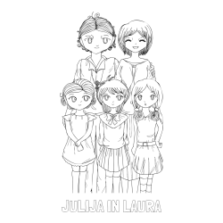Pobarvanka imena JULIJA IN LAURA in anime risani junaki
