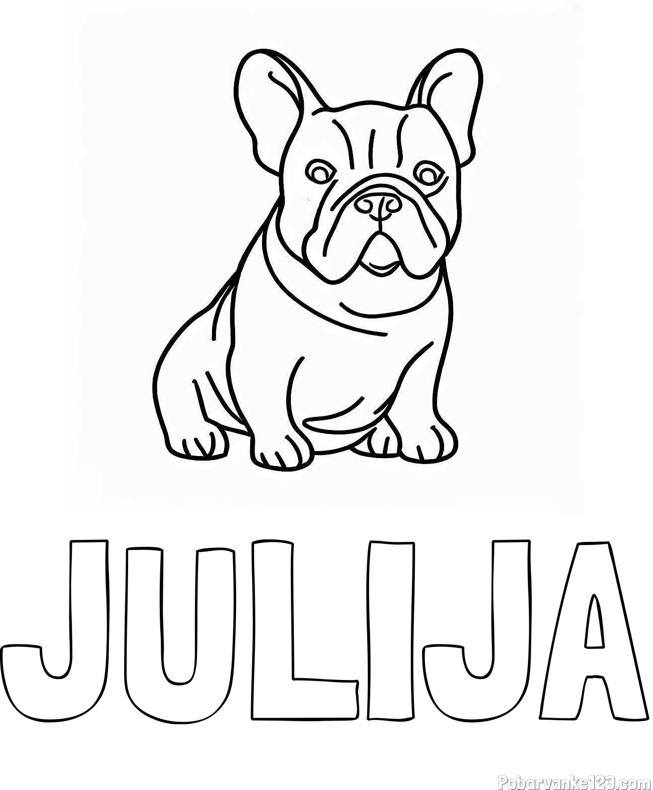 Pobarvanka imena JULIJA in pobarvanka francoskega buldoga