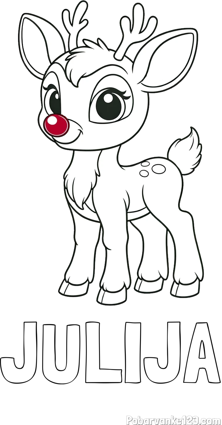 Pobarvanka imena JULIJA in pobarvanka nasmejanega jelenčka Rudolfa