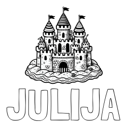 Online izdelana pobarvanka - Pobarvanka imena JULIJA in pobarvanka velikega peščenega gradu