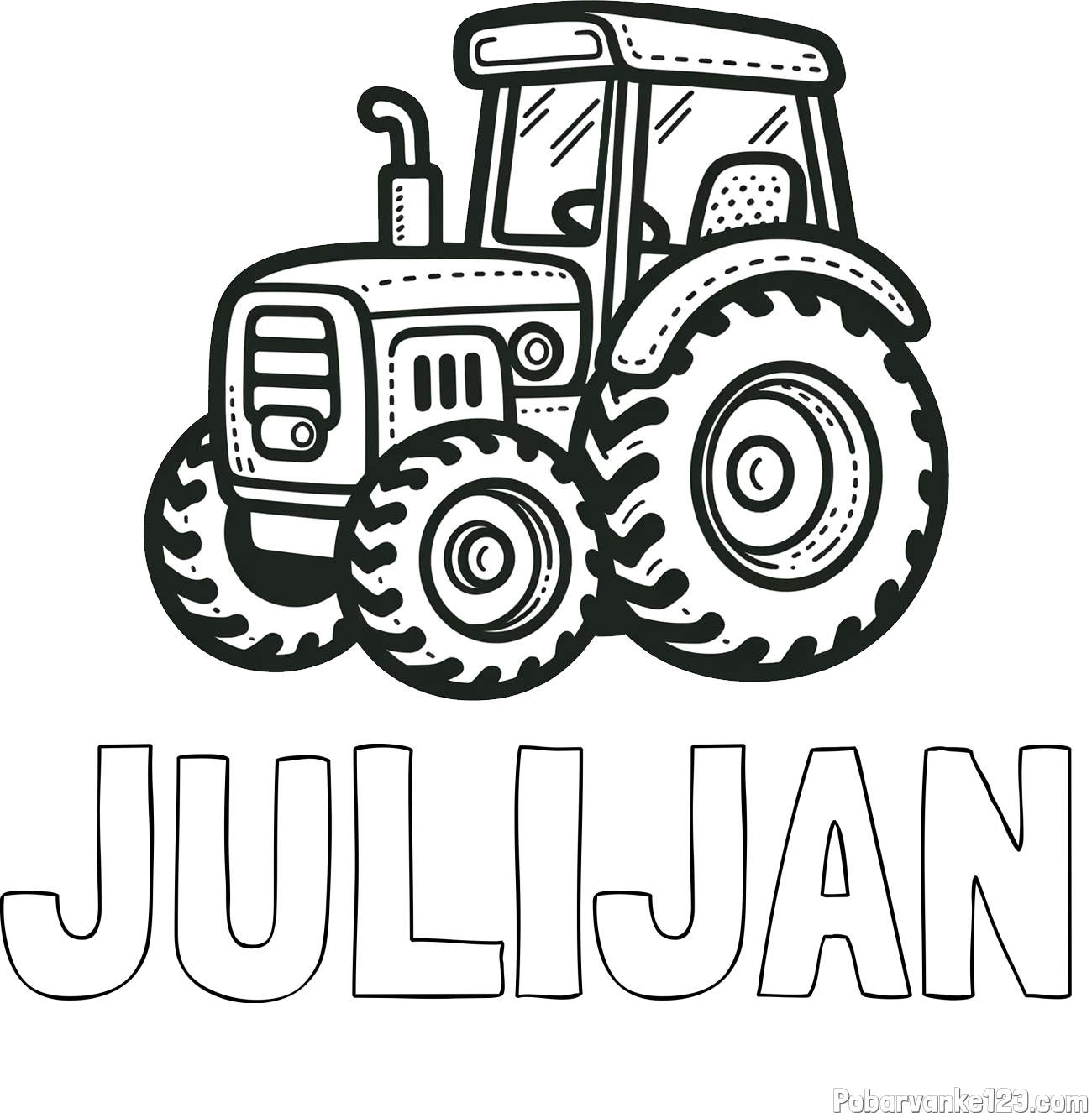 Pobarvanka imena JULIJAN in pobarvanka čudovitega traktorja