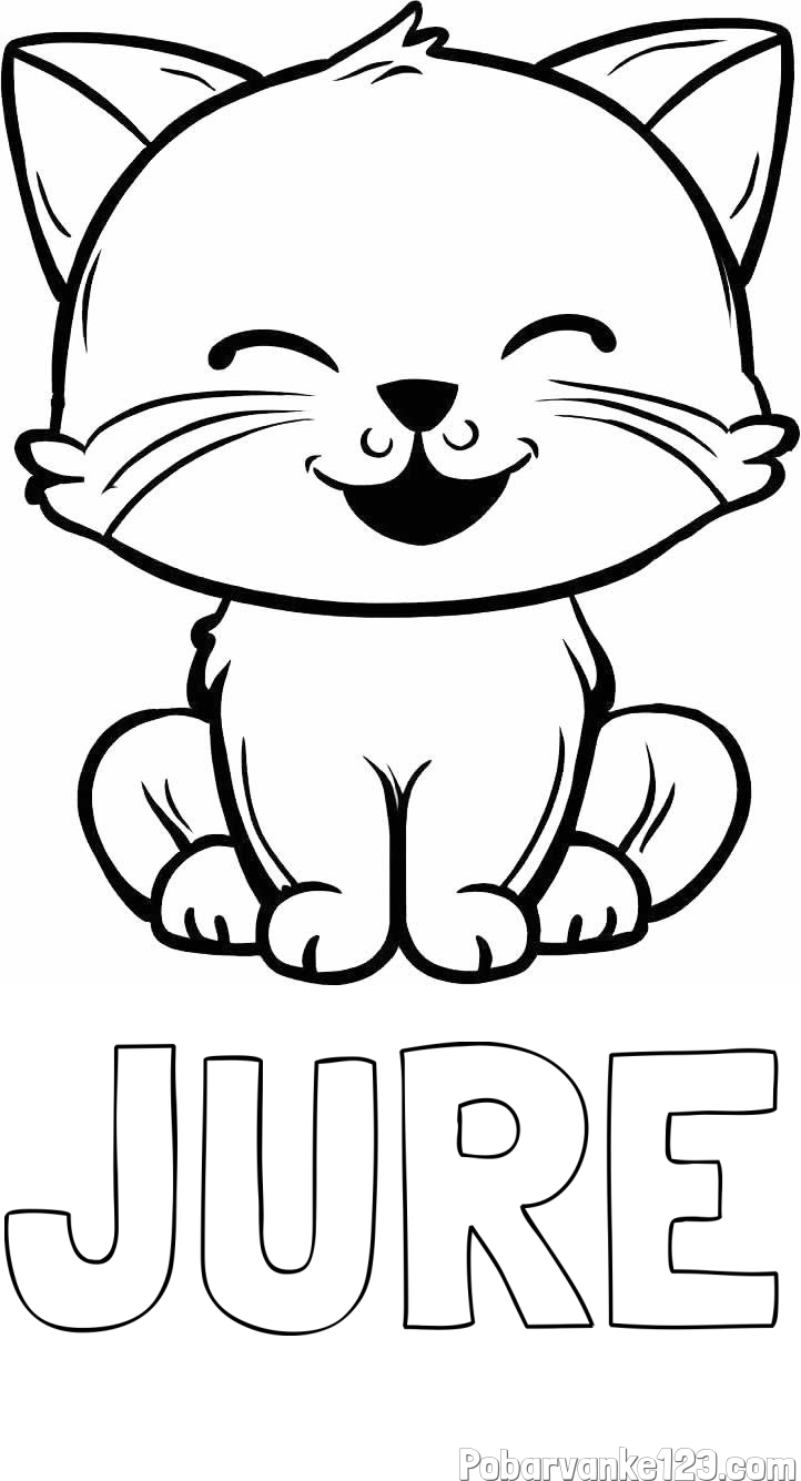 Pobarvanka imena JURE in pobarvanka prikupne mačke
