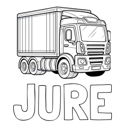 Online izdelana pobarvanka - Pobarvanka imena JURE in pobarvanka velikega tovornjaka