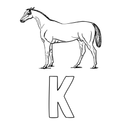 Online izdelana pobarvanka - Pobarvanka imena K in pobarvanka konja