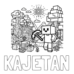Online izdelana pobarvanka - Pobarvanka imena KAJETAN in pobarvanka Minecraft sveta
