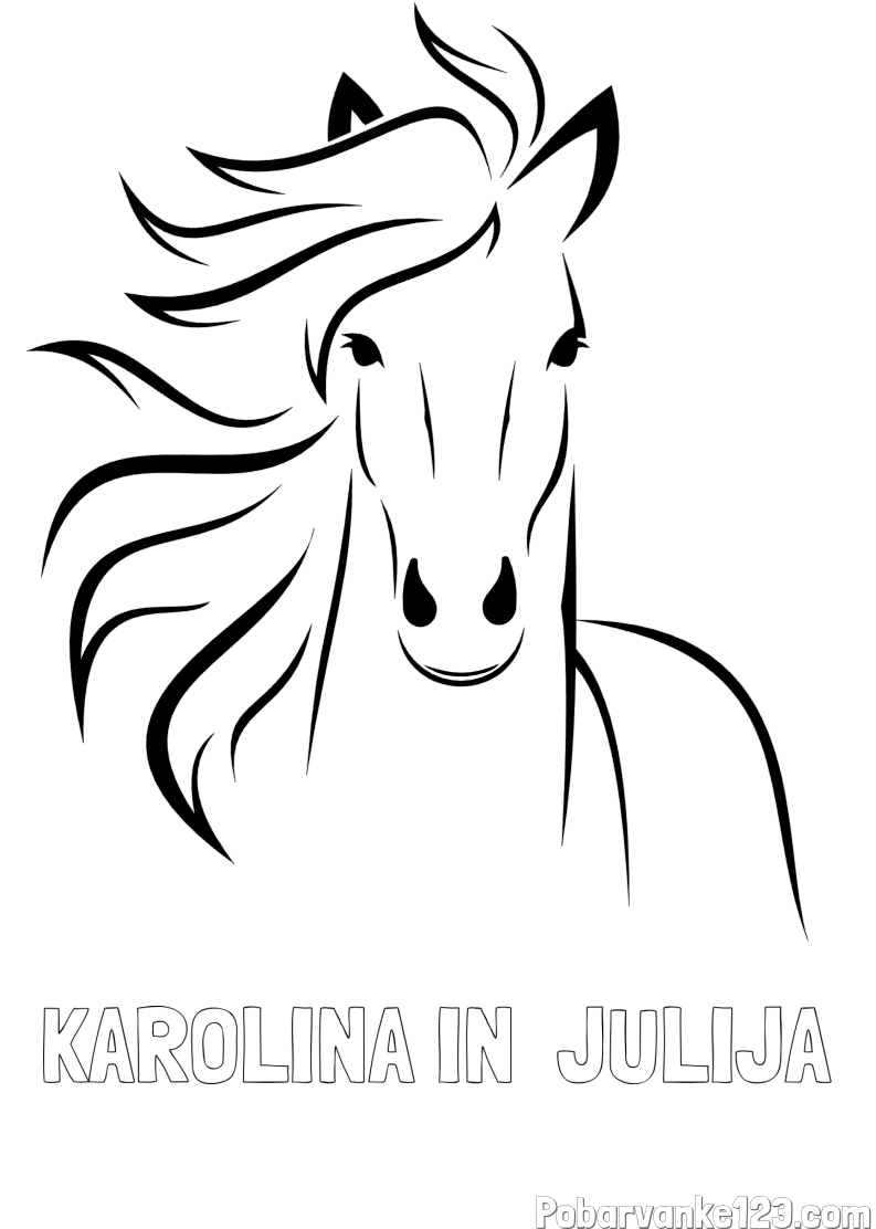 Pobarvanka imena KAROLINA IN  JULIJA in lepa pobarvanka konja