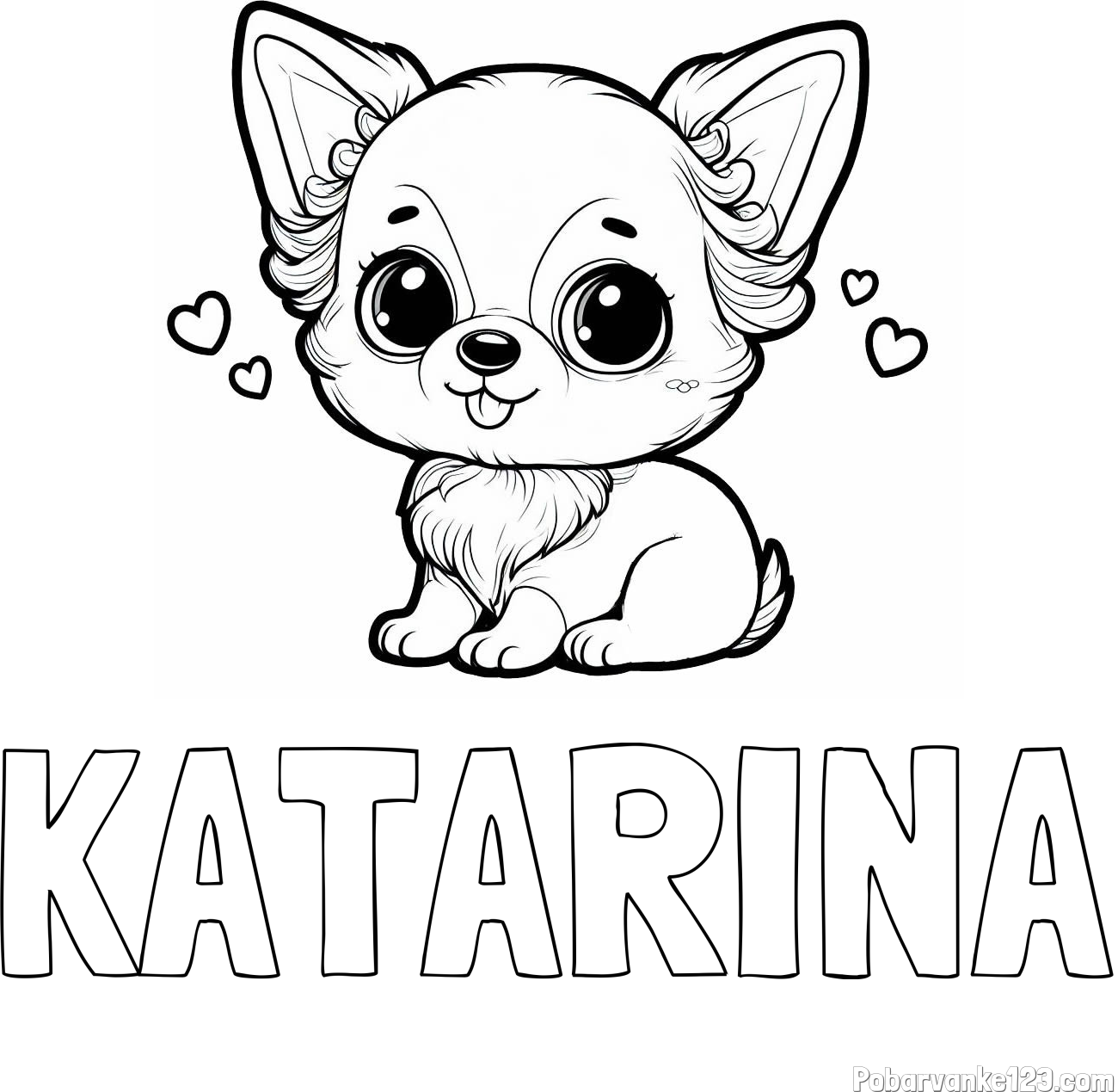 Pobarvanka imena KATARINA in pobarvanka čivave