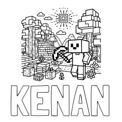 Online izdelana pobarvanka - Pobarvanka imena KENAN in pobarvanka Minecraft sveta