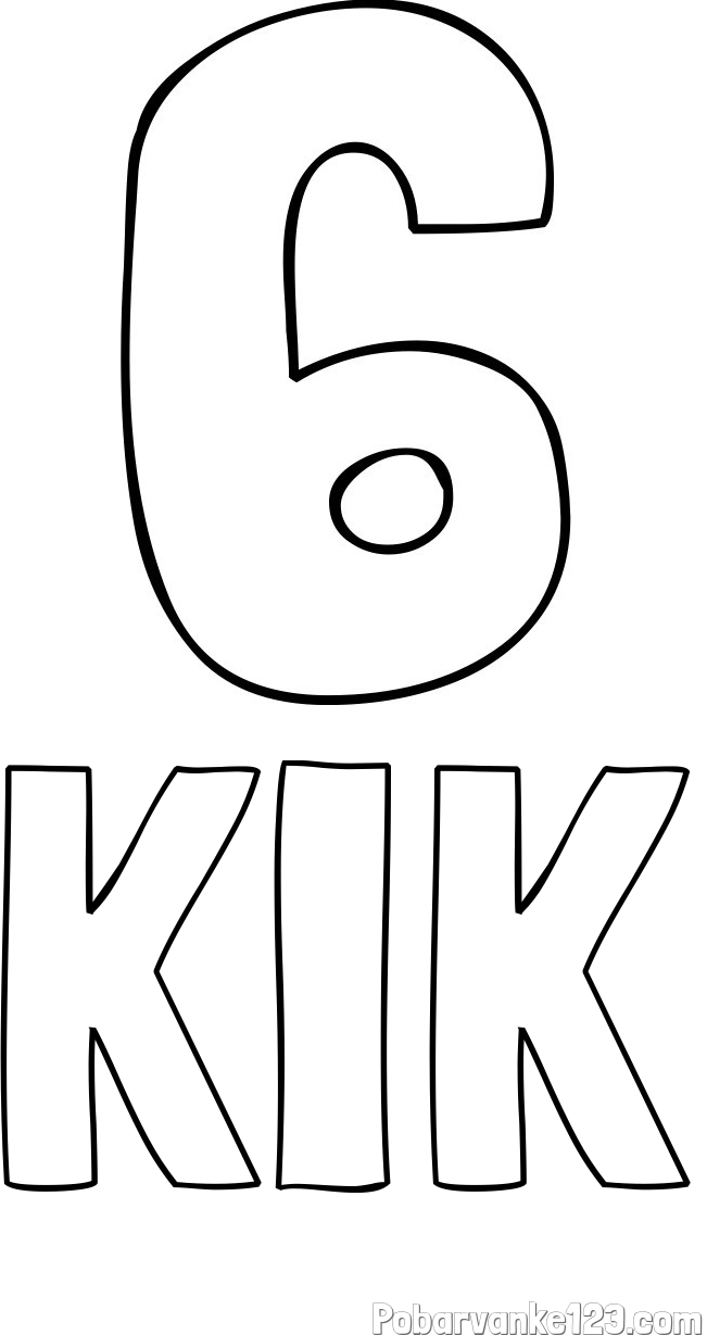 Pobarvanka imena KIK in pobarvanka številke šest (6)