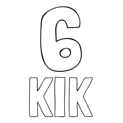 Online izdelana pobarvanka - Pobarvanka imena KIK in pobarvanka številke šest (6)