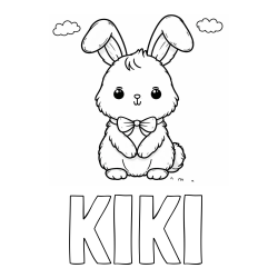 Online izdelana pobarvanka - Pobarvanka imena KIKI in pobarvanka prikupnega zajčka
