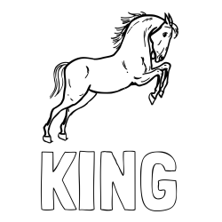Online izdelana pobarvanka - Pobarvanka imena KING in pobarvanka konja v skoku