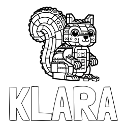 Online izdelana pobarvanka - Pobarvanka imena KLARA in pobarvanka LEGO veverice