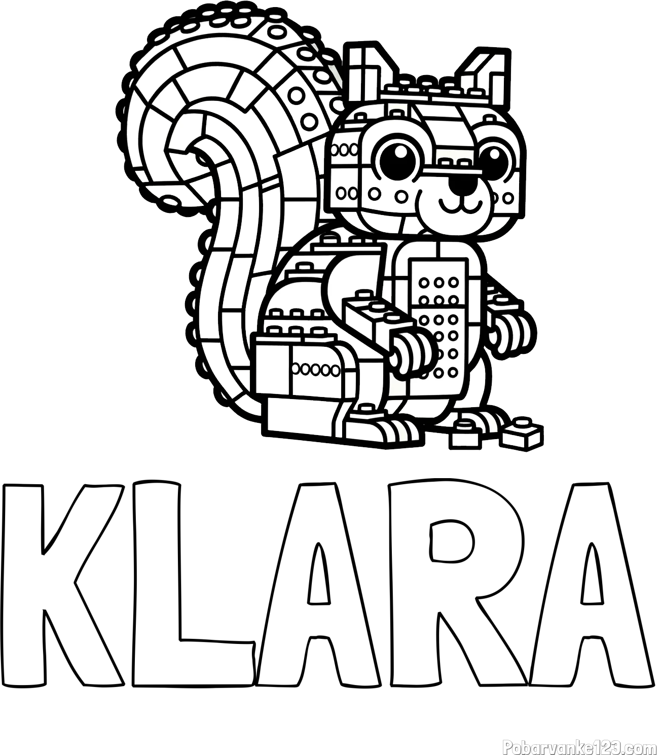 Pobarvanka imena KLARA in pobarvanka LEGO veverice