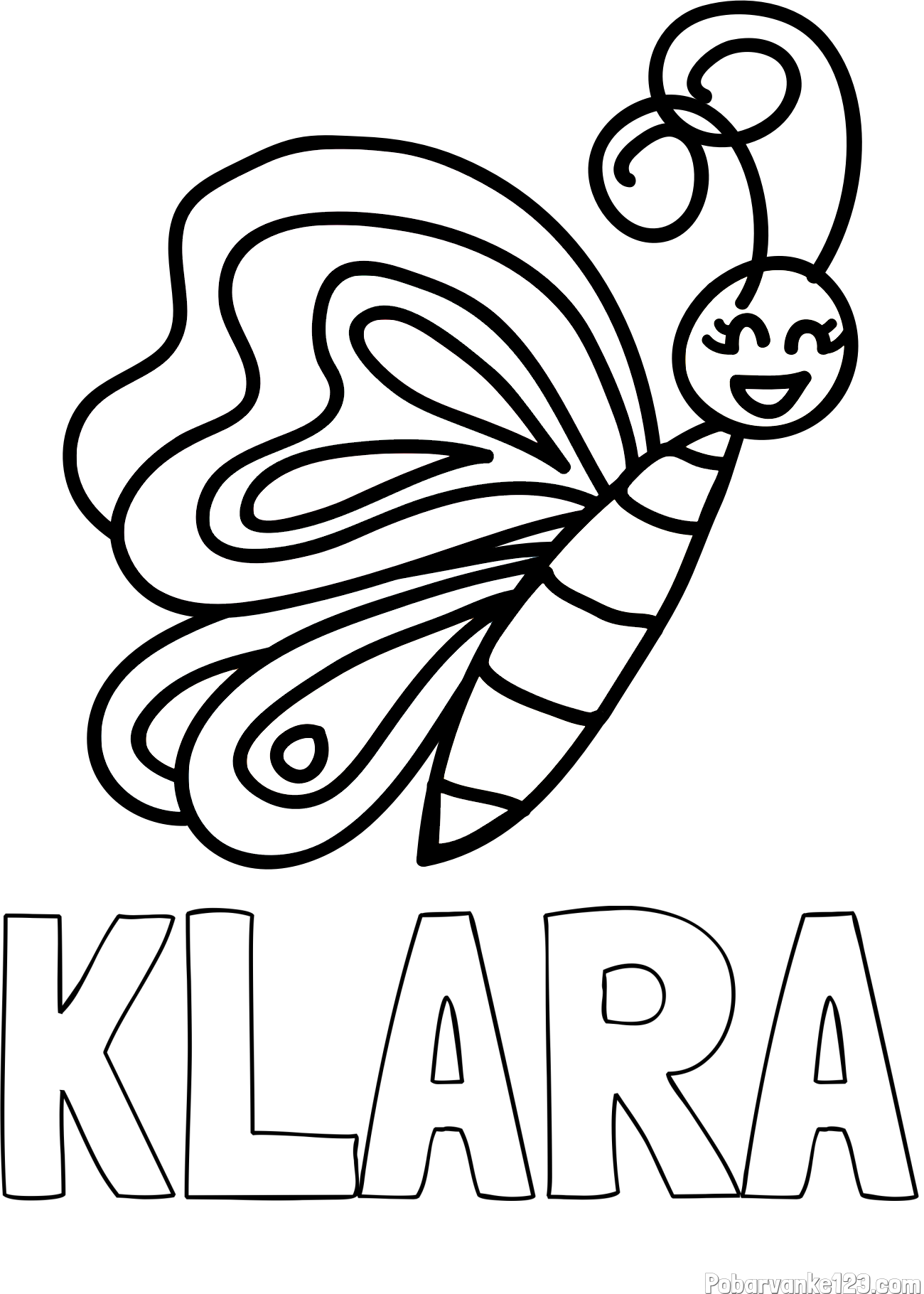 Pobarvanka imena KLARA in pobarvanka ljubkega metulja