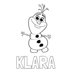 Online izdelana pobarvanka - Pobarvanka imena KLARA in pobarvanka prisrčnega snežaka Olaf