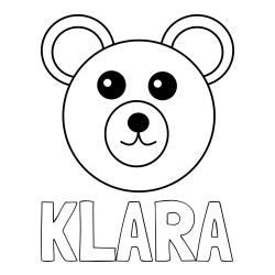 Online izdelana pobarvanka - Pobarvanka imena KLARA in preprosta pobarvanka medvedka