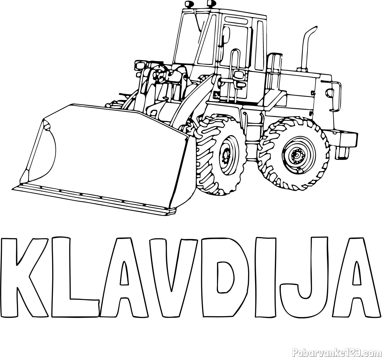 Pobarvanka imena KLAVDIJA in pobarvanka velikega bagra
