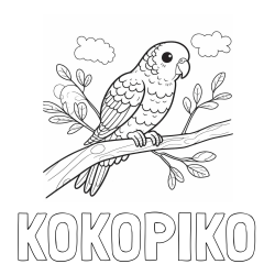 Online izdelana pobarvanka - Pobarvanka imena KOKO-PIKO in pobarvanka ljubkega kanarčka na veji