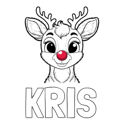Online izdelana pobarvanka - Pobarvanka imena KRIS in otroška pobarvanka simpatičnega jelenčka Rudolfa