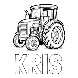 Online izdelana pobarvanka - Pobarvanka imena KRIS in pobarvanka starega, a lepega traktorja