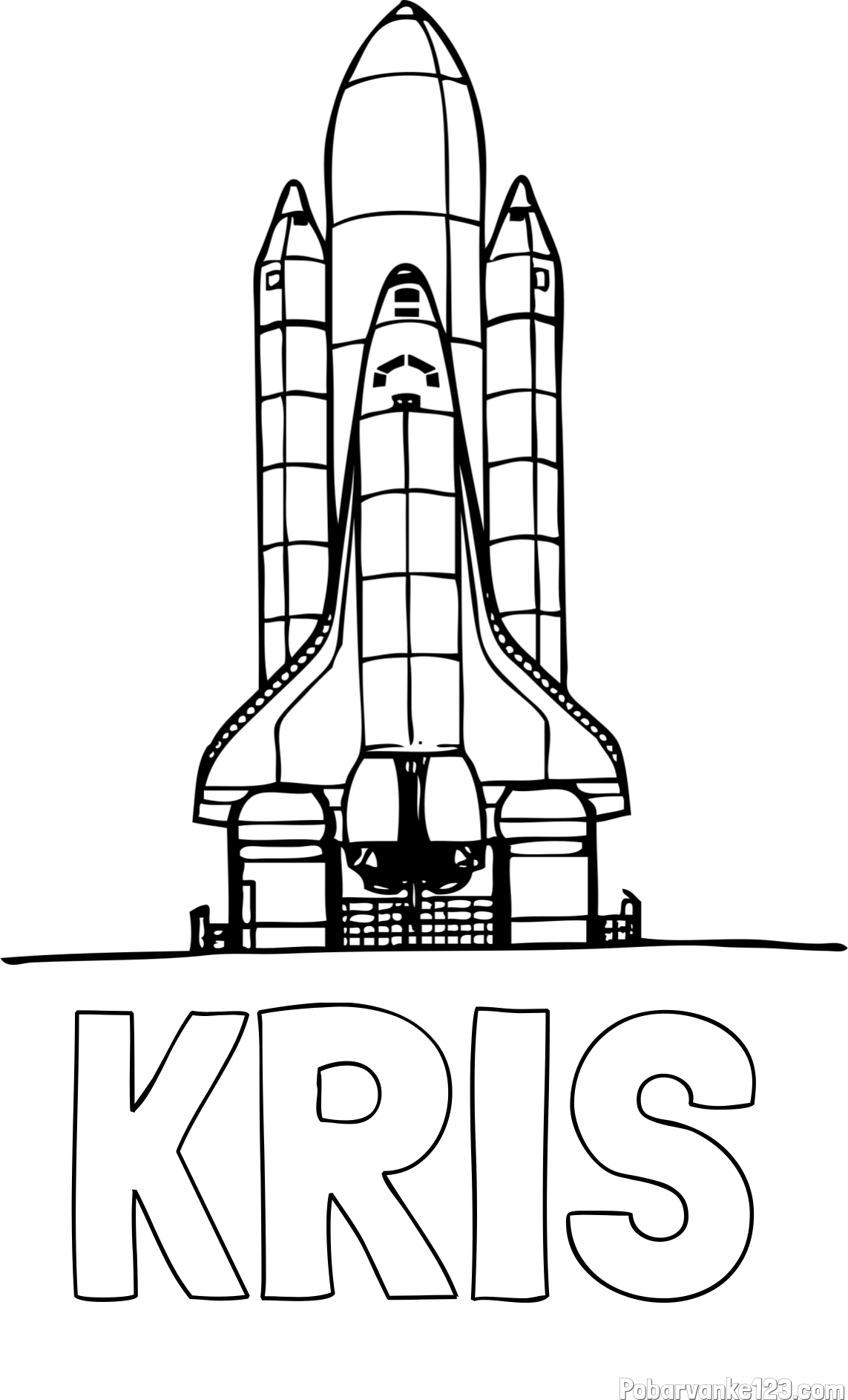 Pobarvanka imena KRIS in pobarvanka vesoljskega plovila Space Shuttle