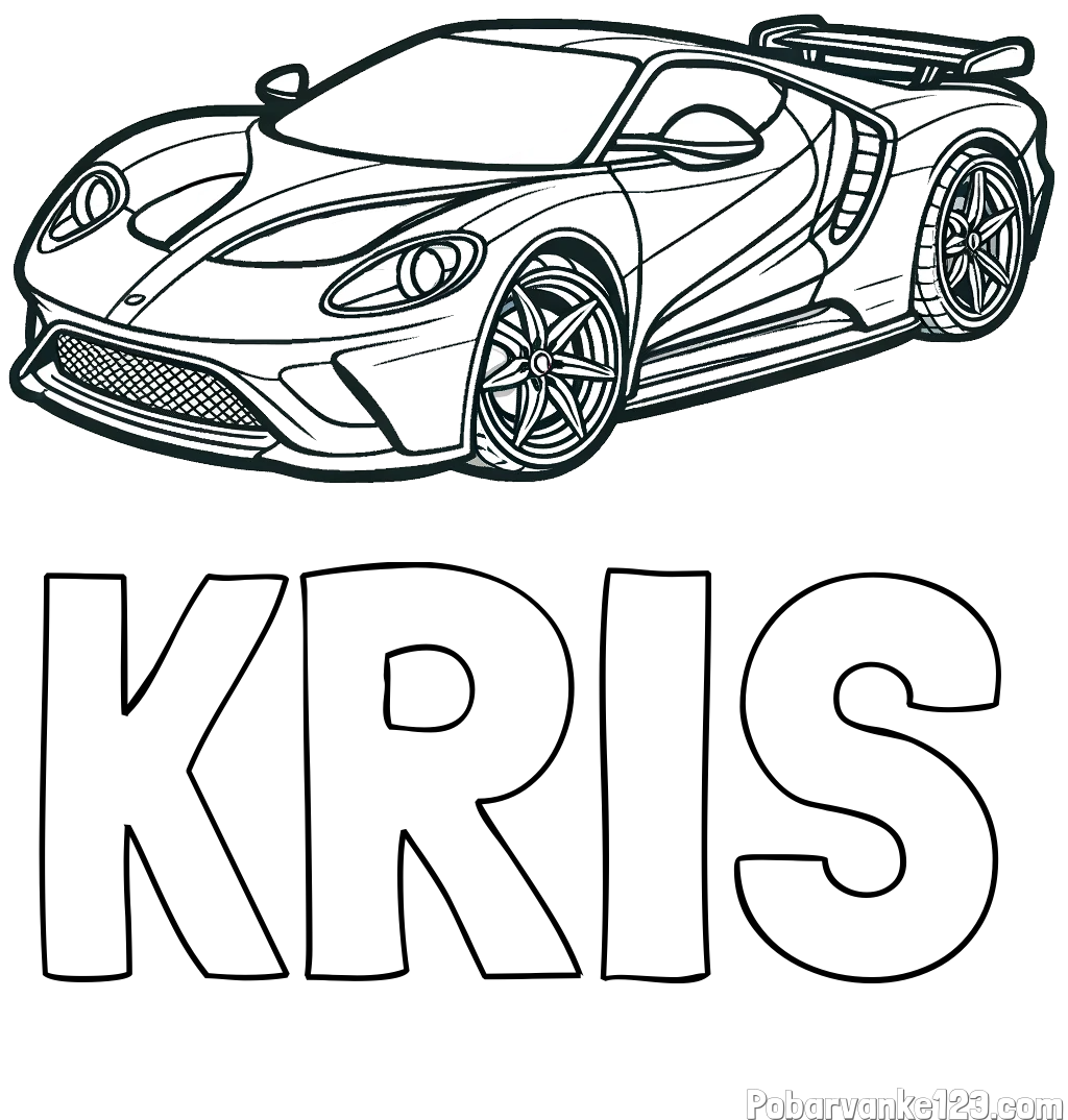 Pobarvanka imena KRIS in Športni avtomobil