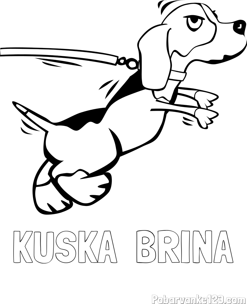 Pobarvanka imena KUŠKA  BRINA in pobarvanka kužka na sprehodu