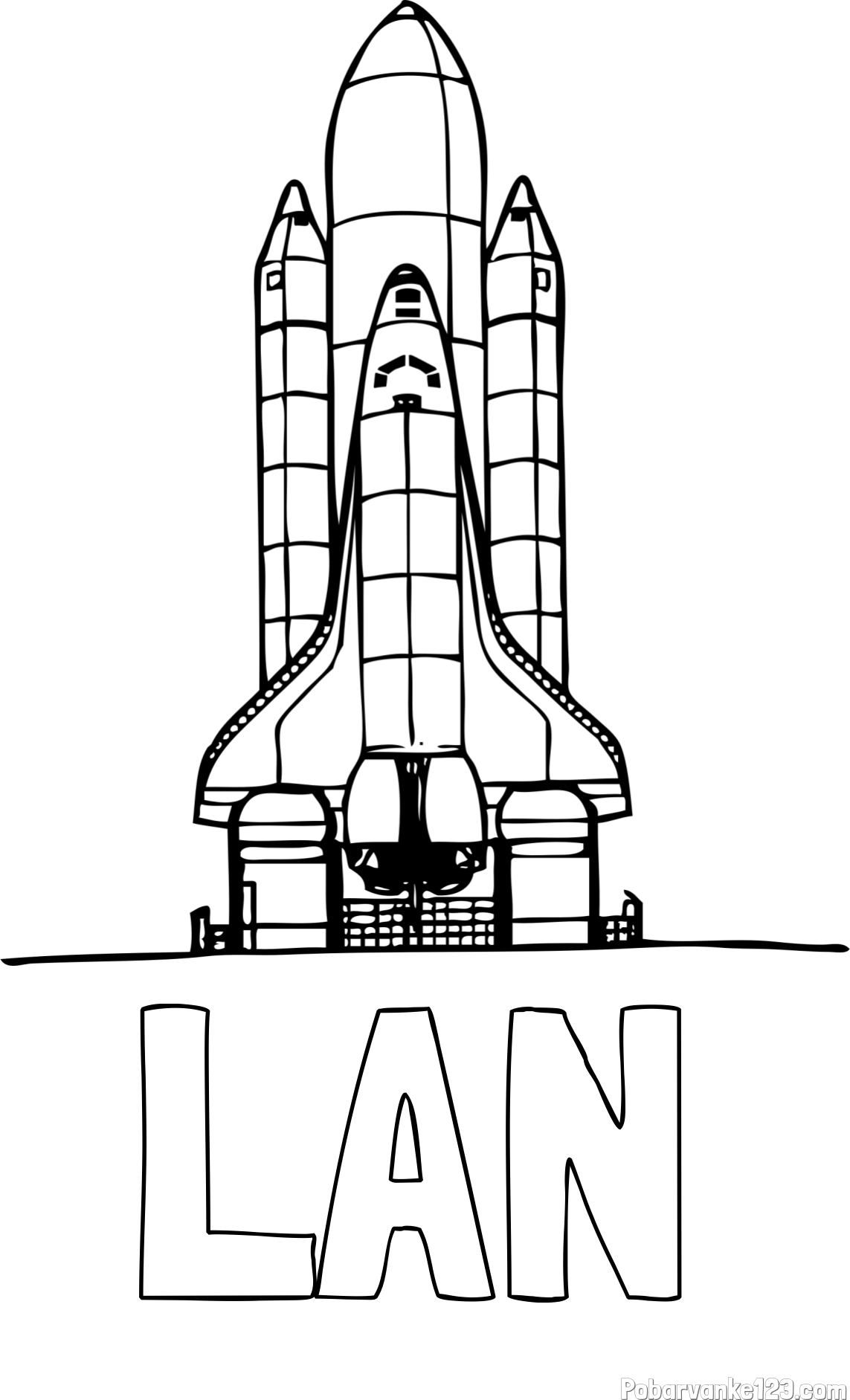 Pobarvanka imena LAN in pobarvanka vesoljskega plovila Space Shuttle