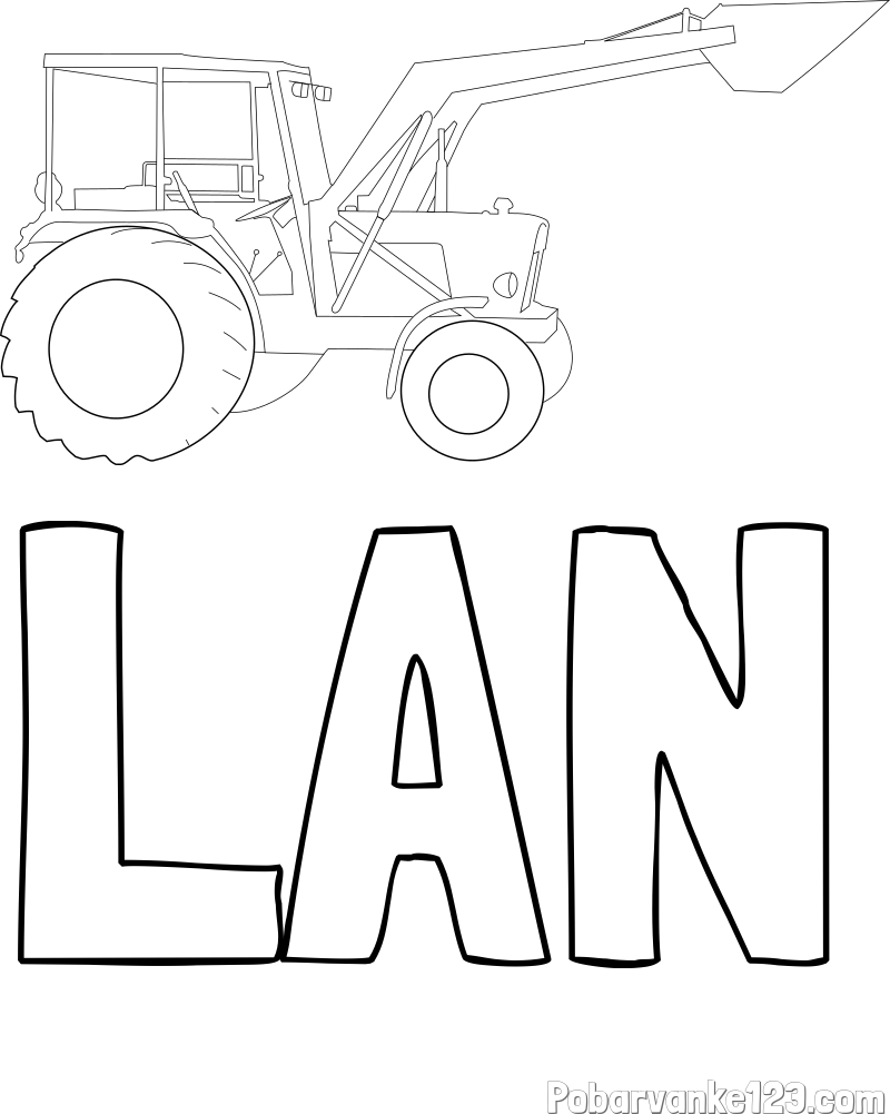 Pobarvanka imena LAN in traktor 2