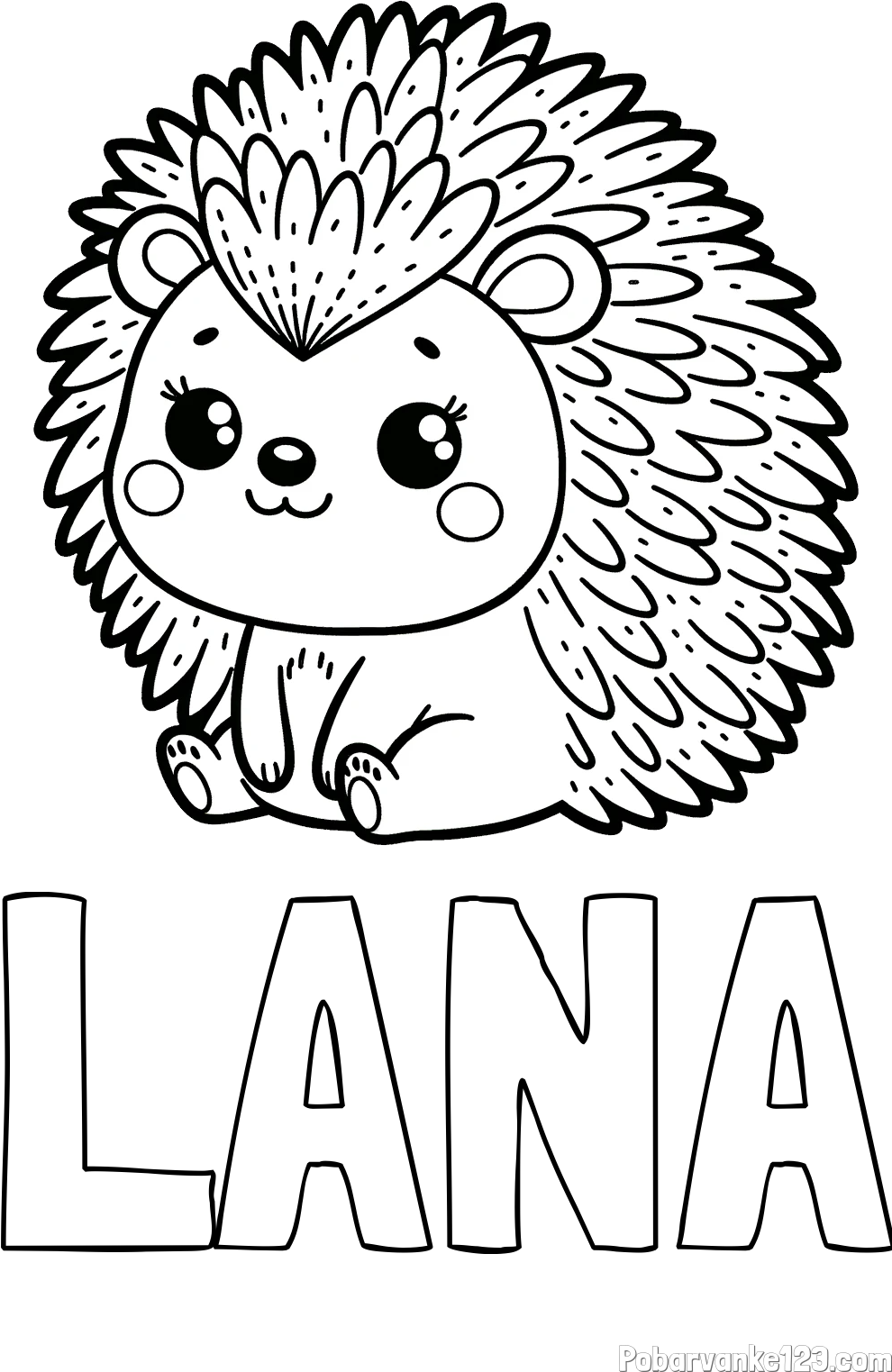 Pobarvanka imena LANA in pobarvanka nasmejanega ježka