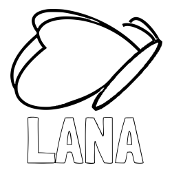 Online izdelana pobarvanka - Pobarvanka imena LANA in preprosta pobarvanka metulja v letu